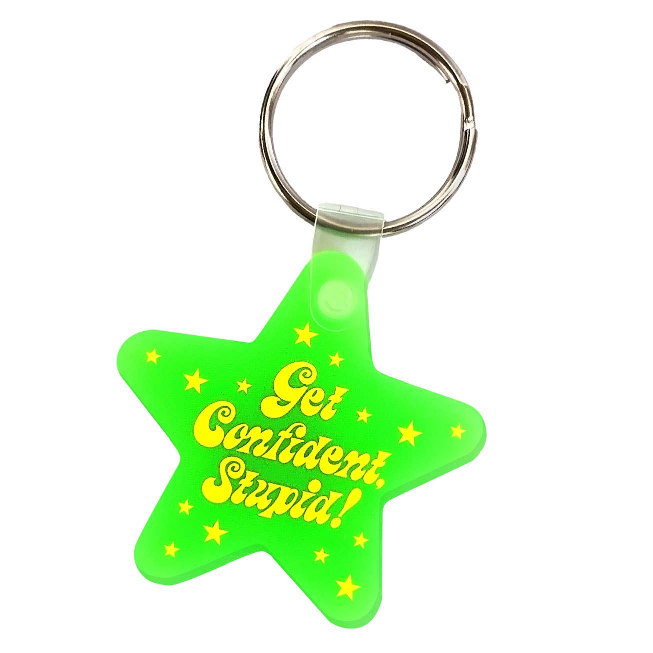 Get Confident Stupid Star Shaped Vinyl Keychain
